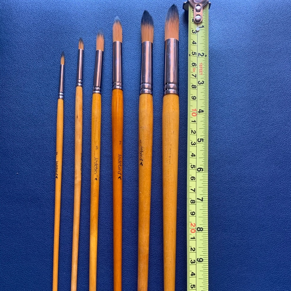 Set of 6 jade bird brush set